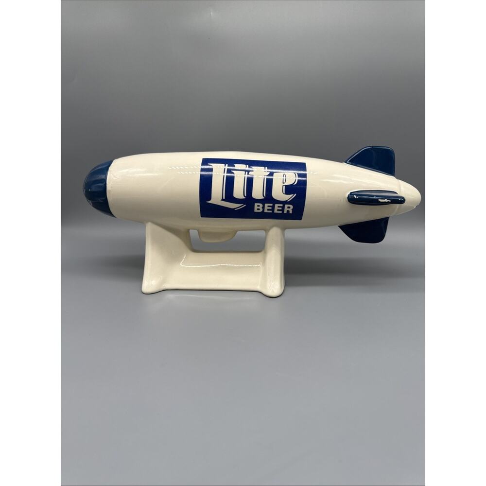 Vintage Miller Lite Beer Zeppelin Blimp Ceramic Coin Bank 15in USA